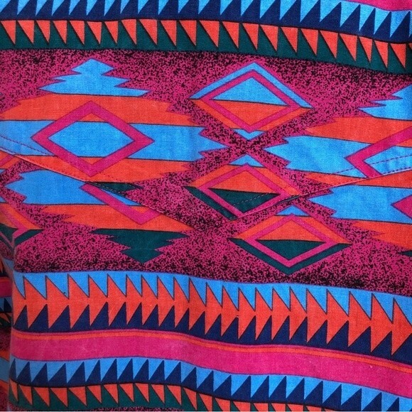 Wrangler Shirt Womens XL Pink Blue 90s Southwestern Western Aztec Vintage New - Picture 11 of 16